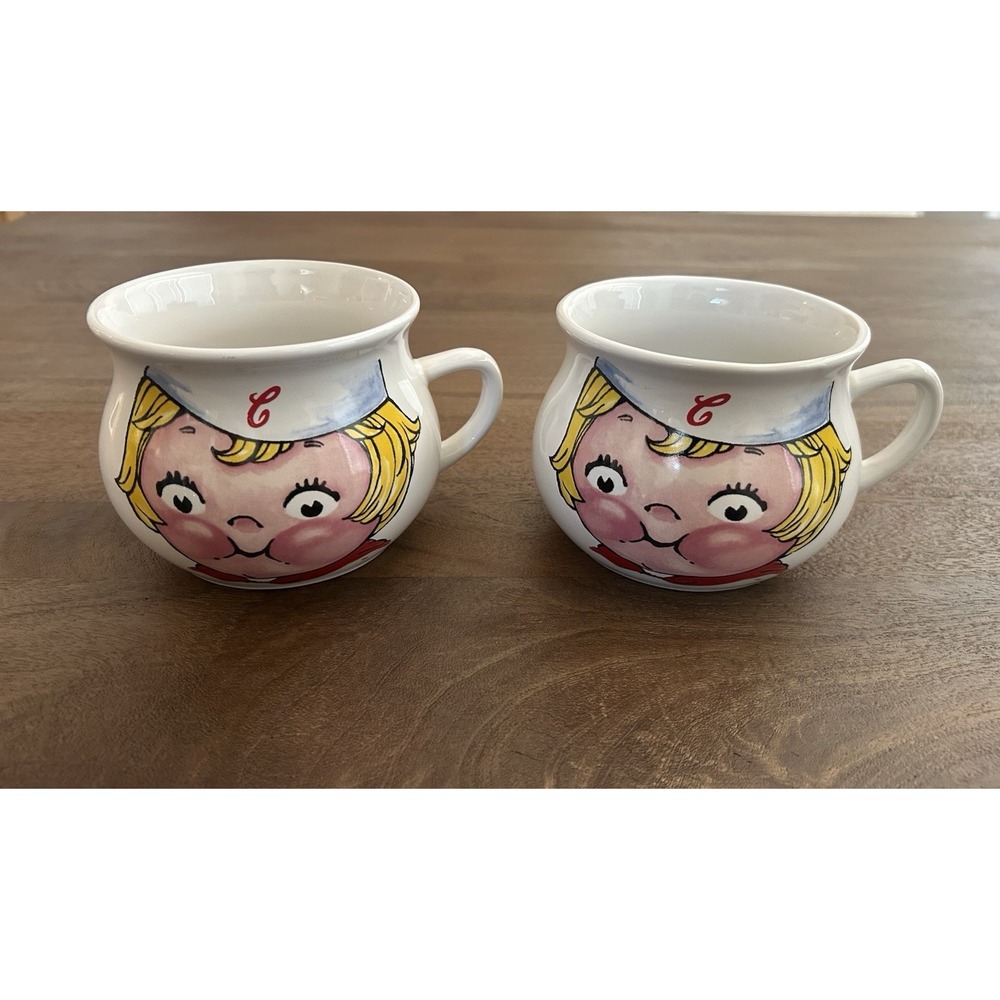 Vintage Campbells Soup Kid Large Mug White‎ Ceramic 16 oz Bowl Houston Harvest